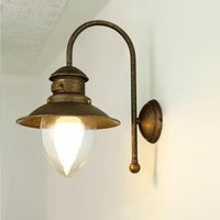 Licht-erlebnisse - Wandlampe innen Echt-Messing Glas in Bronze E27 Maritim Wohnzimmer Küche Wandleuchte - Bronze Antik matt von LICHT-ERLEBNISSE