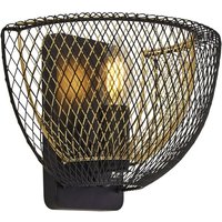 Wandleuchte Metall E14 25 cm breit mit Schalter in Schwarz Gold Modern Wandlampe von LICHT-ERLEBNISSE