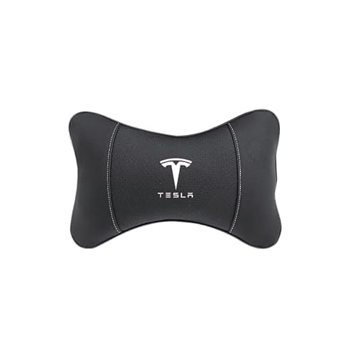 LICOME Auto Nackenkissen für Tesla Model 3 Model S Model Y/X, Autositz Kopfstütze, Bequeme Auto Kissen Rücken Taille Kissen Unterstützung, Weiche Kopfkissen Zum Fahren Und Reisen,A Head Pillow Black von LICOME