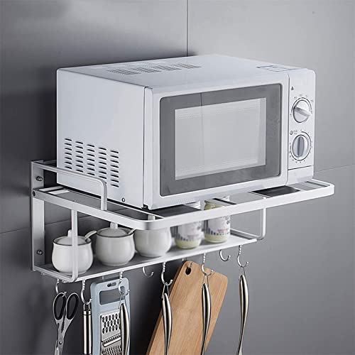 LIDDFAFA Mikrowellenherd-Regal, Wandmontage, Küchen-Organizer, verstellbares Mikrowellen-/Toaster-Regal für Utensilien, Töpfe, Pfannen, Gewürze, Aufbewahrungsregal mit Haken, Küchenmöbel-Thekenregal von LIDDFAFA