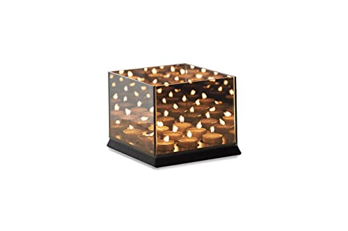 LIFA LIVING 9 Teelicht Halter schwarz mit 3D-Effekt verspiegelt, Kerzenhalter mit Lichtermeer Optik, Teelichthalter mit Spiegelung, Windlicht, Holz LIFA LIVING 9 Teelicht Halter schwarz mit 3D-Effekt verspiegelt, Kerzenhalter mit Lichtermeer Optik, Teelichthalter mit Spiegelung, Windlicht, Holz von LIFA LIVING