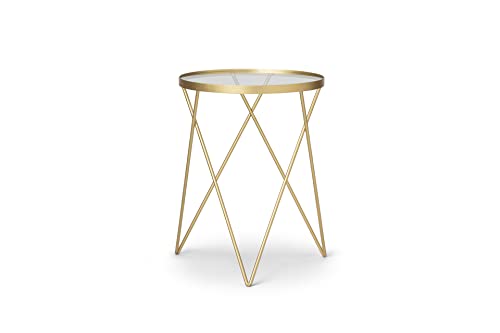 LIFA LIVING Runder Beistelltisch in Gold, Goldener Couchtisch aus Metall & Glas, Edler Glastisch in Ø 35,5 cm x 47,5 cm, Dekotisch max. 20 kg Belastbarkeit LIFA LIVING Runder Beistelltisch in Gold, Goldener Couchtisch aus Metall & Glas, Edler Glastisch in Ø 35,5 cm x 47,5 cm, Dekotisch max. 20 kg Belastbarkeit von LIFA LIVING
