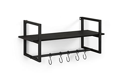 LIFA LIVING Schwarze Wandgarderobe aus Metall, Moderne Garderobenleiste für die Wand mit Ablage und 5 Haken, Garderobe, 28 x 70 x 29 cm LIFA LIVING Schwarze Wandgarderobe aus Metall, Moderne Garderobenleiste für die Wand mit Ablage und 5 Haken, Garderobe, 28 x 70 x 29 cm von LIFA LIVING