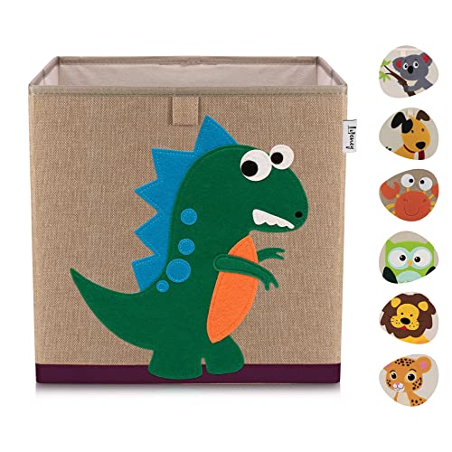 LIFENEY Aufbewahrungsbox Kinder mit Dinosaurier Motiv I Spielzeugbox mit Tiermotiv passend für Würfelregale I Ordnungsbox für das Kinderzimmer I Aufbewahrungskorb Kinder von LIFENEY