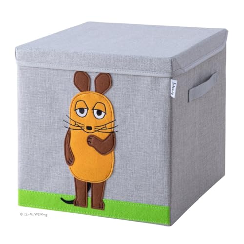 LIFENEY meets Die Maus Aufbewahrungsbox mit Deckel für Kinder – Box mit der kultigen Maus zum Verstauen von Spielzeug – 33 x 33 x 33 cm passend für klassische Würfelregale von LIFENEY