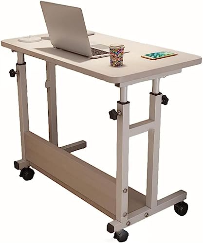 LIFENGFF Mobiler Laptop-Schreibtisch zum Sitzen und Stehen, höhenverstellbarer Sitz-Steh-Tisch, fahrbar, tragbar, pneumatisch stehend, Überbett-Schreibtische mit Rollen von LIFENGFF