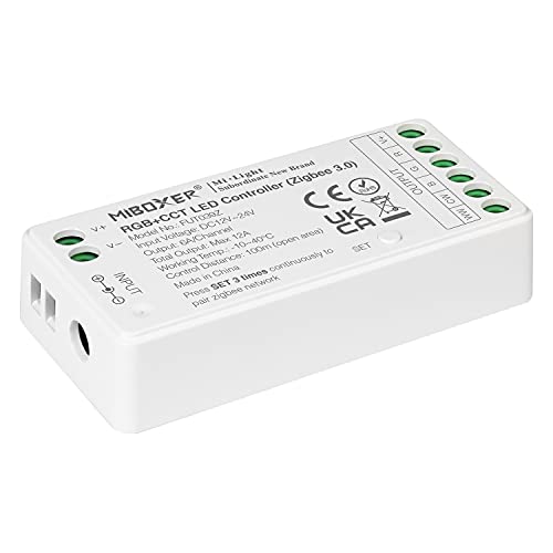 LIGHTEU®, Milight Miboxer Zigbee3.0 RGBCCT RGBWW LED-Streifen-Controller 12V/24V kompatibel mit Zigbee Amazon Echo Plus für APP/Sprachsteuerung, FUT039Z von lighteu