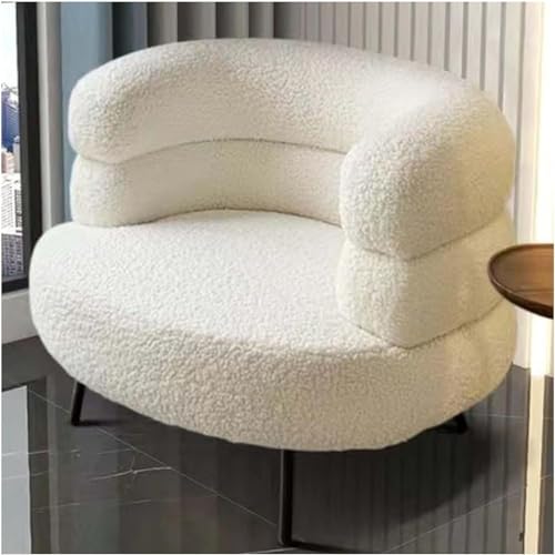 LIJBDDM Weißer moderner Akzentstuhl, kuscheliges Sherpa-Sofa für Schlafzimmer, Salon und Büro, geschwungenes Design, Rückenlehne, Lese-Couch-Stuhl (Farbe: Weiß) von LIJBDDM