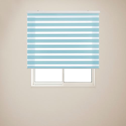 Doppelrollo Klemmfix ohne Bohren 80 x 160 cm lichtdurchlässig & verdunkelnd Rollo Seitenzugrollo inklusive Montagematerial für Fenster & Tür, Blau von LIJIAO