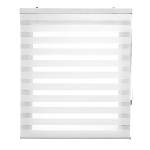 Duo Rollo ohne Bohren 95 x 350 cm lichtdurchlässig & verdunkelnd Thermorollo Verdunkelungsrollo mit Klemmträger für Fenster & Tür, Weiß von LIJIAO