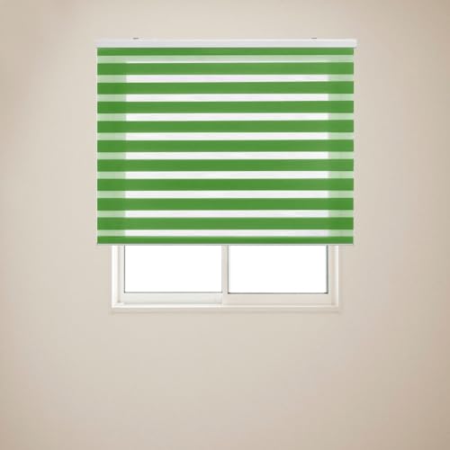 Verdunklungsrollo ohne Bohren 110 x 320 cm Hitzeschutz, Sichtschutz Duo Rollo Klemmrollo inklusive Montagematerial für Tür & Fenster, Grün von LIJIAO