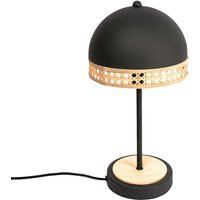 Lonnaris Tischlampe mit Rattan, schwarz - Schwarz, rattan natur - Lindby von LINDBY