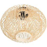 Lindby - Solvira Deckenlampe, Bambusgeflecht, rund - bambus natur, Schwarz von LINDBY