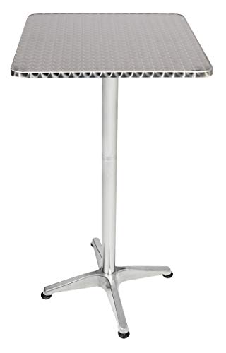 LINDER EXCLUSIV Klappbarer Aluminium Gartentisch Bistrotisch/Stehtisch Höhenverstellbar 60 x 60 cm Silber von LINDER EXCLUSIV