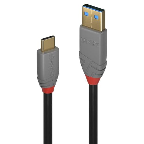 LINDY USB 3.1 Typ A an C Kabel 5A PD Anthra Line 1.5m von LINDY