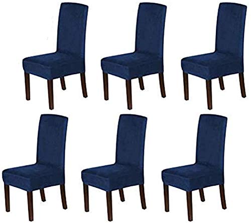 LINGKY Stuhlhussen 6er Set, Stuhlhussen für Esszimmerstühle, Stretch Samt Stuhlschoner Abnehmbarer Waschbarer, Stuhlbezug Universal für Esszimmer, Hotel, Bankett, Partys Deko von LINGKY