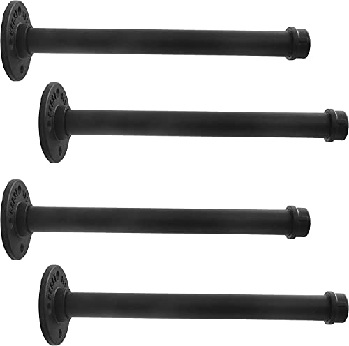 LINKPIPES Regal Halterung, 4-Pack schwimmende Regal Halterung Rustikale Wand montiert, industrielle Rohr Regal Regal Heavy Duty Support Hardware für Holz (12",Schwarz) von LINKPIPES