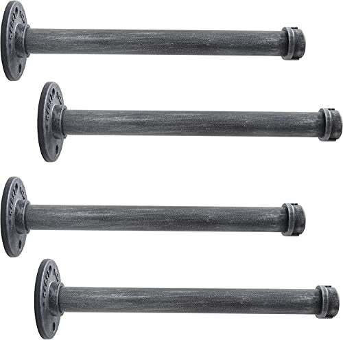 LINKPIPES Regalhalterung, 4-Pack schwimmende Regalhalterung Rustikale Wand montiert, Industrierohr Regal Heavy Duty Support Hardware für Holz (10",Schwarz Grau) von LINKPIPES