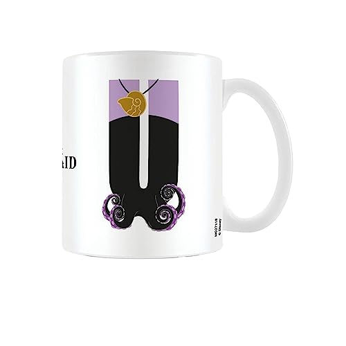 The Little Mermaid Disney Alphabet Personalisierte Tasse (U for Ursula Design) 325 ml Keramik-Kaffeetasse in Präsentations-Disney-Geschenkbox – Offizielles Merchandise-Produkt, Weiß/Lila/Schwarz von The Little Mermaid