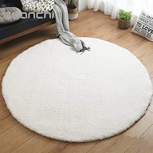 LIVEINU Hochflor Shaggy Teppich für Wohnzimmer Langflor Pflegeleicht Rund Teppich Hochwertig Hohe Fadendichte Wasser Absorbierend Badezimmerteppich Für Wohnzimmer Weiß Ø 160 cm von LIVEINU