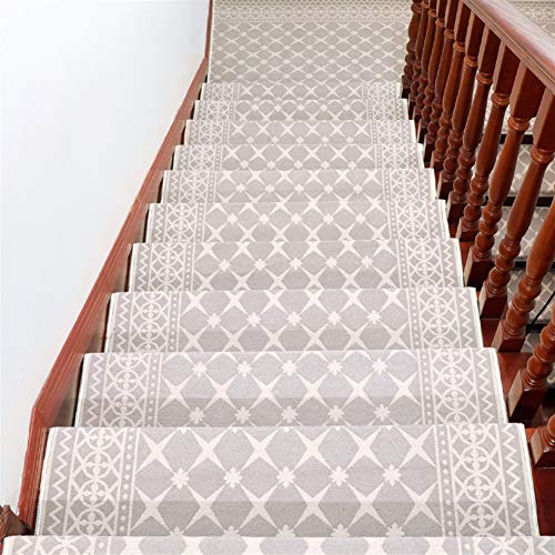 LIVEINU Moderner Stil Selbstklebend Stufenmatten Treppen Teppich Waschbar Starke Befestigung Anthrazit Treppen-Matten 26x75cm (3 Stück) Beige Rechteck von LIVEINU