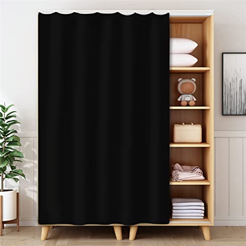 LIVEINU Schrankvorhänge für Küche, Kleiderschrank, Badezimmer, Staubdichter Vorhang für Regale, Wandpaneele, hängende Tür, Japanische Noren, Klettband Selbstklebend 50x140cm Schwarz von LIVEINU