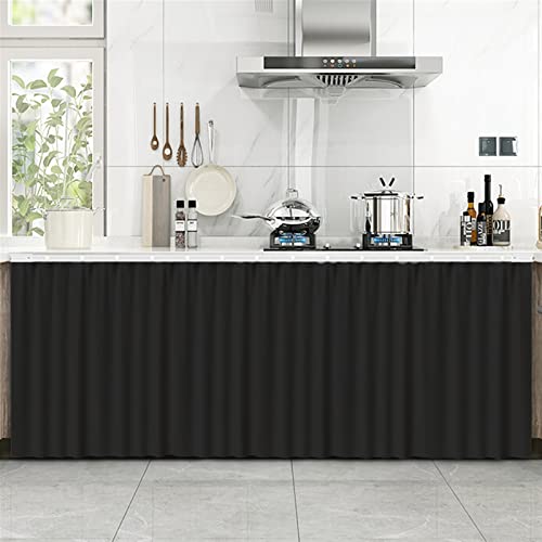 LIVEINU Schrankvorhänge für Küche, Kleiderschrank, Badezimmer, Staubdichter Vorhang für Regale, Wandpaneele, hängende Tür, Japanische Noren Selbstklebend 50x90cm Schwarz von LIVEINU