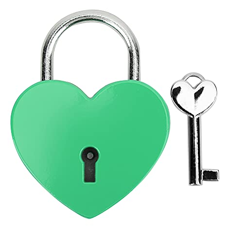 Herzförmiges Schloss, Mini-Herzförmiges Vorhängeschloss, Schlüssel-Vorhängeschloss, Herz-Vorhängeschlösser, Herz-Metall-Vorhängeschloss, Herzschloss mit Schlüssel für (Green) von LIZEALUCKY