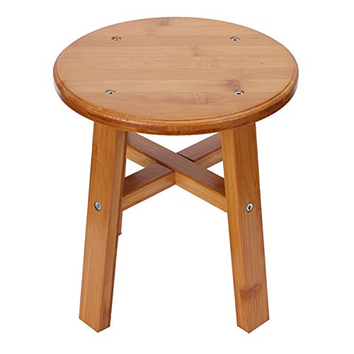 LIZEALUCKY Kleiner Bambushocker, Holzhocker, kleine Bank, Badezimmerhocker, Pflanzenhocker, Schminkhocker, niedrige Mehrzweckhocker-Kinderbank(S Round Bamboo Stool) von LIZEALUCKY