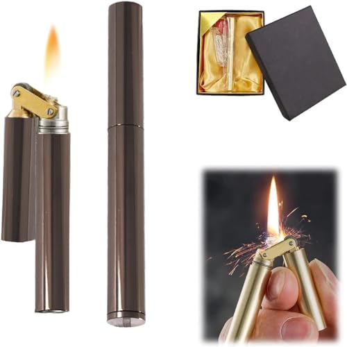 Fackel Feuerzeug Kerosin Feuerzeug Windproof Feuerzeug Nachfüllbar Einstellbare Jet Flamme Feuerzeug für Kerze Küche Grill Camping Schmuck Schweißen, Männer Geschenk mit Geschenkbox (Schwarz) von LLIANG