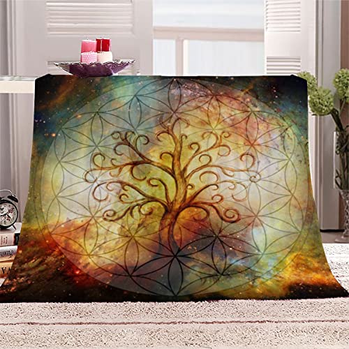 Baum des Lebens Kuscheldecke 150x200 cm Flanell Decke Extra Weich Flauschige Wohndecke Bunter Planet mit Muster Blanket Fleecedecke Waschbar Microfaser Sofadecke Couchdecke bettüberwurf von LLSL