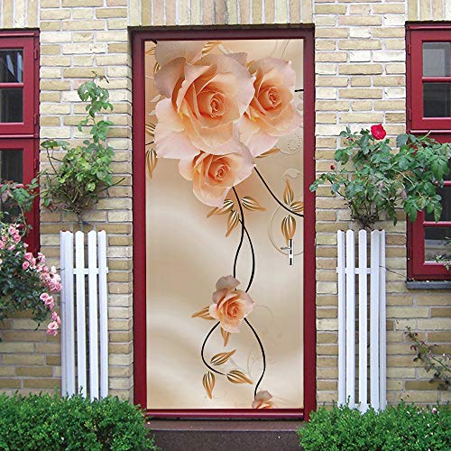 Türaufkleber Selbstklebend 3D Dreidimensionale Blumen Türtapete Wandbild Türfolie TürPoster Fototapete 86x200cm von LLWYH