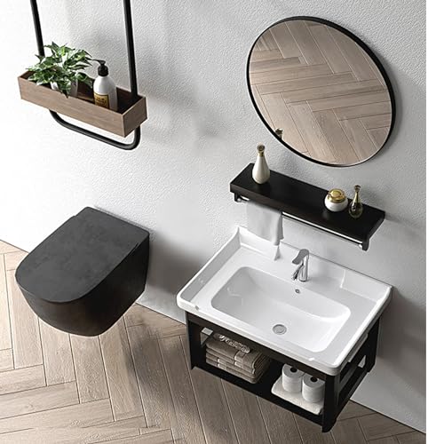 LLZJDDPLY Badezimmermöbel Set mit Spiegel - Gäste WC Waschbecken mit Unterschrank - Kompakte Größe Waschtischunterschrank Hängend (Size : 43cm/16.9in) von LLZJDDPLY