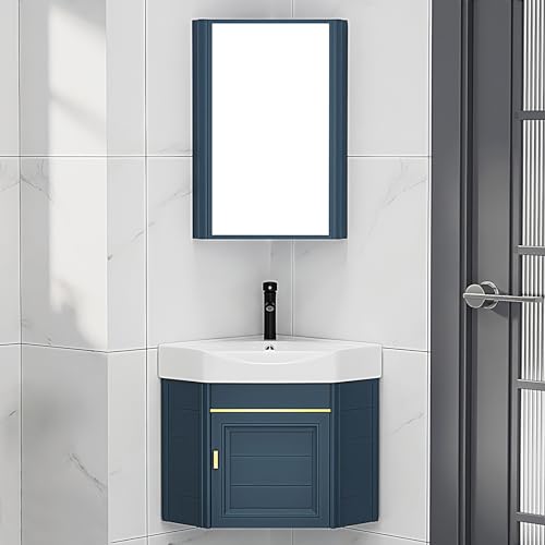 LLZJDDPLY Badmöbel Set Waschbeckenunterschrank Badezimmerschrank mit Waschbecken Unterschrank Spiegel, Badezimmermöbel mit Waschtisch, Spiegelschrank, Wasserhahn Set (Color : A, Size : 43cm/16.9in) von LLZJDDPLY