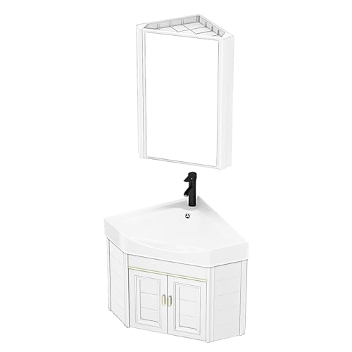 LLZJDDPLY Badmöbel Set Waschbeckenunterschrank Badezimmerschrank mit Waschbecken Unterschrank Spiegel, Badezimmermöbel mit Waschtisch, Spiegelschrank, Wasserhahn Set (Color : B, Size : 56cm/22in) von LLZJDDPLY