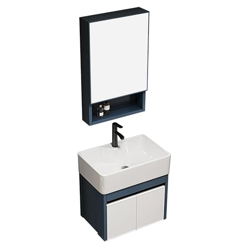LLZJDDPLY Badmöbel Set for kleine bäder (2-Teilig) I 40-70 cm Unterschrank mit Waschbecken I Waschbeckenunterschrank mit Badspiegel(Size:48x37cm) von LLZJDDPLY