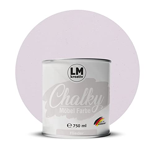 Chalky Möbelfarbe Kreidefarbe für Möbel 750 ml / 1,05 kg (Flieder), matt finish In- & Outdoor Kreide-Farbe für Shabby-Chic, Vintage Look, Landhaus Stil Möbel streichen von LM-Kreativ