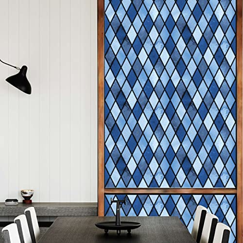 Fensterfolie Minimalistisches Blau Sichtschutzfolie Fenster Klebstofffrei Fensterfolie Blickdicht Milchglasfolie Selbstklebend Fenster Fensterfolie Selbsthaftend Folie Fenster Sichtschutz 60x200cm von LNXSESN