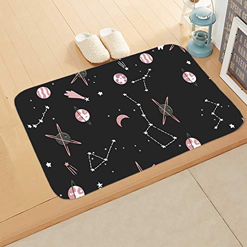 Fußmatte Rosa Mond Schwarz Fussmatte Aussen Polyester Fussmatte Innen Fußmatte Außen rutschfest Schmutzfangmatte Verdicken Teppich Wohnzimmer Waschbar Fußmatte Innen Fußabtreter 50x80cm von LNXSESN