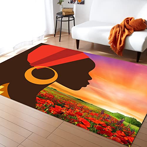 Outdoor Teppich Frau Blume Rot Schmutzfangmatte Polyester Verdicken Fußmatte Außen Innen rutschfest Fussmatte Weich Fussmatten Haustür Waschbar Fussabtreter Aussenbereich Türmatte 45x75cm von LNXSESN