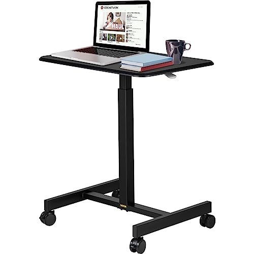 LOMCOT Mobiler Laptop-Schreibtisch, höhenverstellbar, for Stehen oder Sitzen, rollende Werkbank, Lenkrollen, Computertisch for das Heimbüro(Noir) von LOMCOT