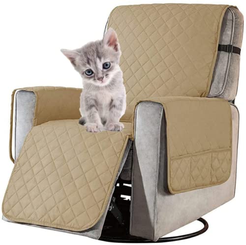 LOMDEM Sesselschoner Fernsehsessel Wasserdicht rutschfest relaxsessel sofaschoner mit Armlehnen 1 Sitzer Taschen Sesselüberwurf Waschbar for Home with Children and Pets Dog(Beige,Large) von LOMDEM