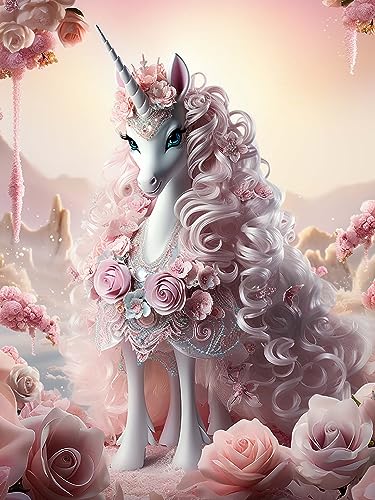 LOMSIOY DIY Diamond Painting Set Horse 5D Diamant Painting Bilder Flower Mit Zubehör für Voll Full Drill Strass Stickerei Diamant Malerei Kristall Erwachsene Home Wall Décor 30×40 cm von LOMSIOY