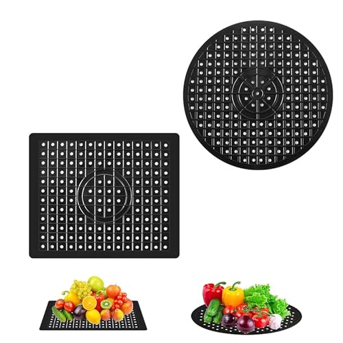 LONGHAO 2 pcs Silicon Spülbeckeneinlage,Spülbeckenmatte Silikon,Set Spülbeckenmatte,Spülbeckenmatte Küche,Spülbeckeneinlage,für Porzellanspüle,Obst und Gemüse,Geschirr und Glaswaren (Schwarz) von LONGHAO