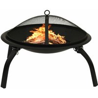 2-in-1 Feuerstelle und Grill mit Schürhaken 56x56x49 cm Stahl von LONGZIMING