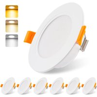 230V 5W Extra flacher LED-Einbaustrahler 6er-Set, Deckeneinbauleuchte Lampe, 3000/4000/6000K LED-Strahler, IP54 Deckenstrahler für Badezimmer von LONGZIMING