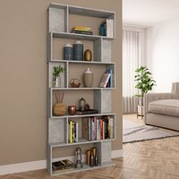 Bücherregal/Raumteiler Betongrau 80×24×192 cm Spanplatte von LONGZIMING