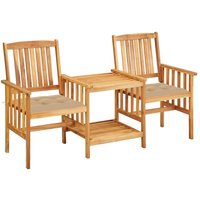 Gartenstühle mit Teetisch und Kissen Akazie Massivholz von LONGZIMING