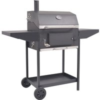 Holzkohlegrill Smoker mit Ablage Schwarz von LONGZIMING