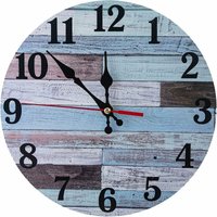 Longziming - Kunstdekorative Wanduhr aus Holz mit arabischen Ziffern, batteriebetrieben, leise, runde Uhren, 22,9 cm, Hängeuhr für Schlafzimmer, von LONGZIMING